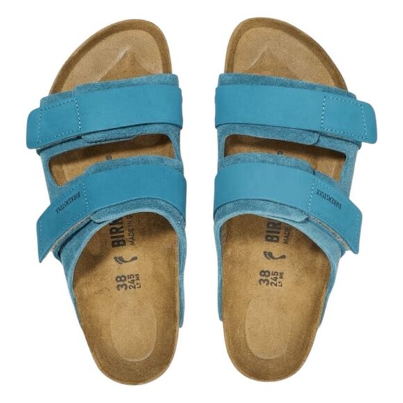 Birkenstock Uji Sandal Nubuck-Suede Leather Deep Turquoise 38 W7 Narrow - Picture 7 of 11